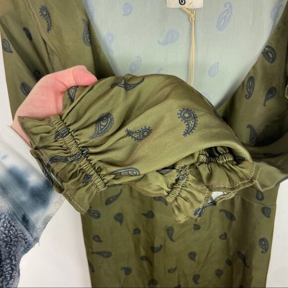 NWT Show Me Your Mumu‎ Olive Green Ruffle Long Sleeve Dress Size Small New Tags - Picture 5 of 11
